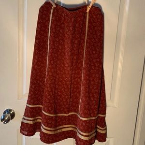 Golden Red Floral Skirt